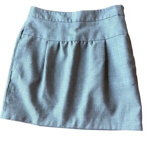 Gray Wool Blend Herringbone A-Line Skirt Women's 4 Work Career professor grandma